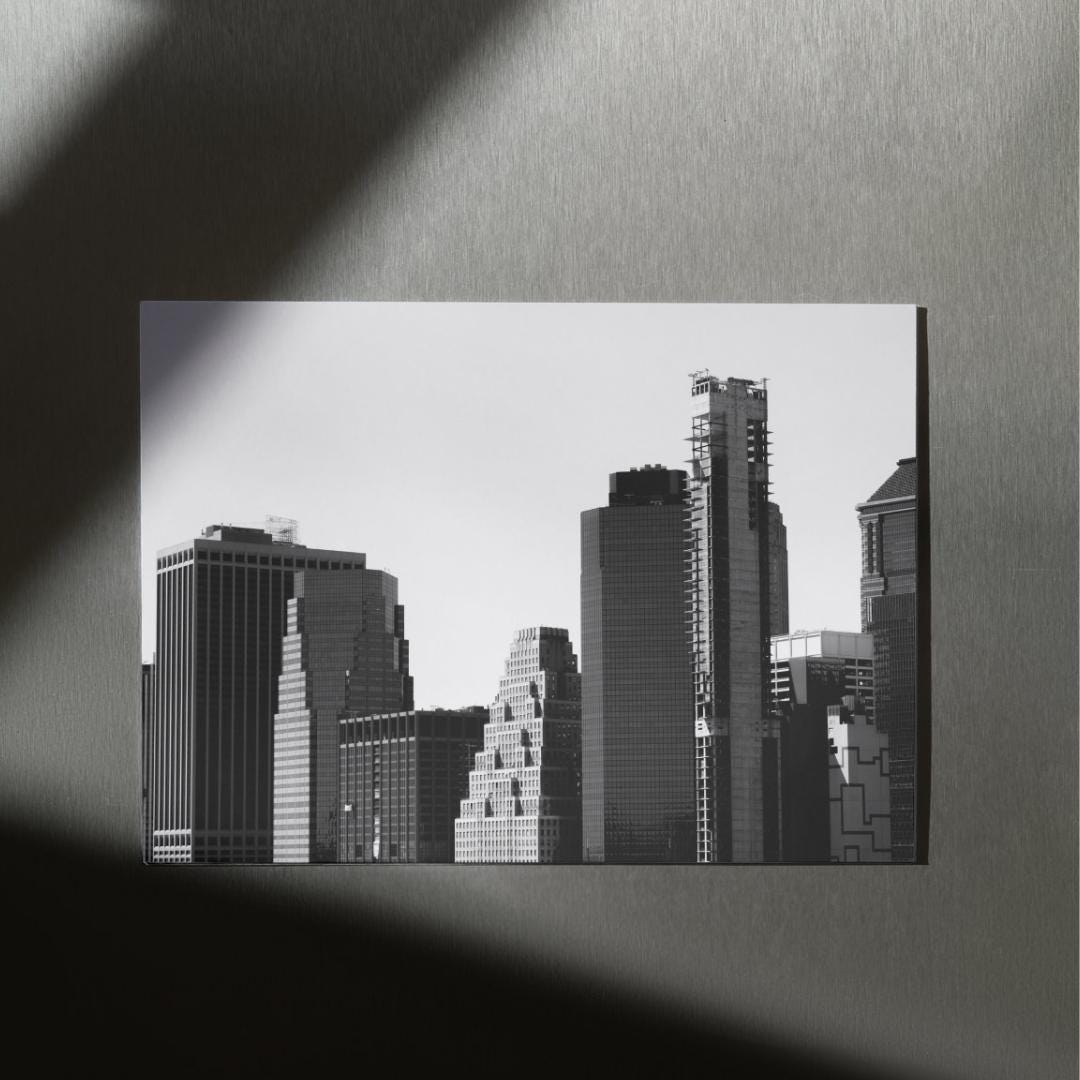 New York City Skyline Photography Print, Unframed Black and White Print