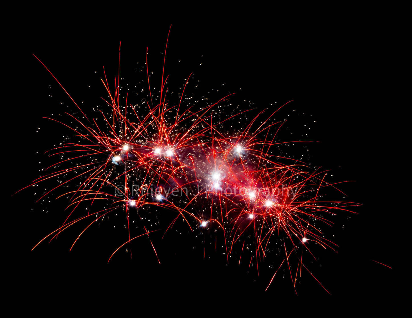 Firework Display Original Photography Print, Red and Gold, Unframed Print