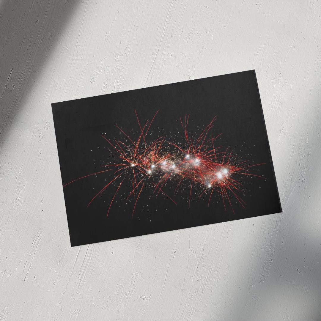 Fireworks Display, Red and Silver, Scenic Print, Unframed Photography Print