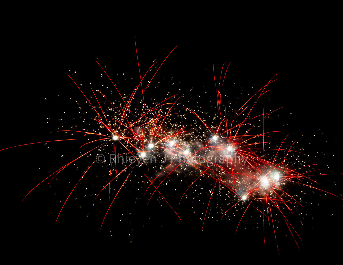 Fireworks Display, Red and Silver, Scenic Print, Unframed Photography Print