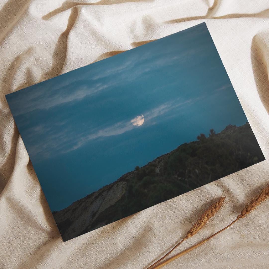 Moon Photography Print. Cinematic Unframed Nightlife Print