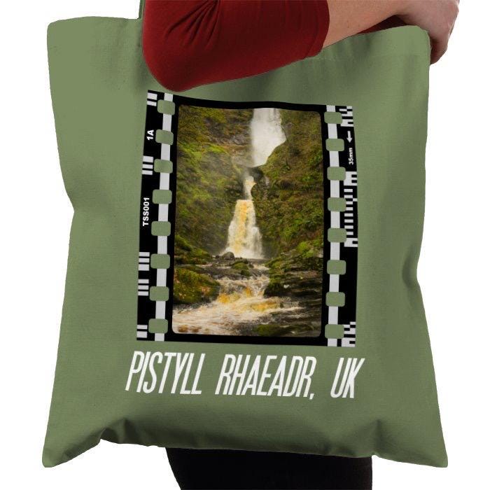 Pistyll Rhaeadr, Waterfall, Wales UK, Photography Film, Tote Bag