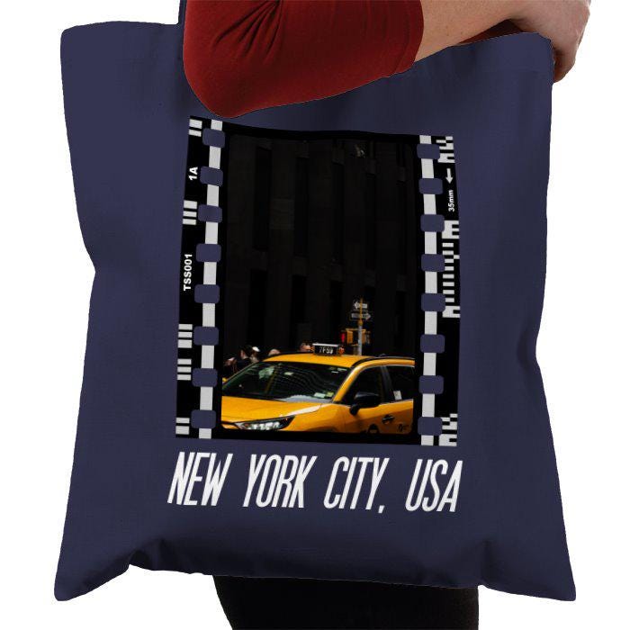 Travel New York City Yellow Taxi, NYC America, Photography Film, Tote Bag