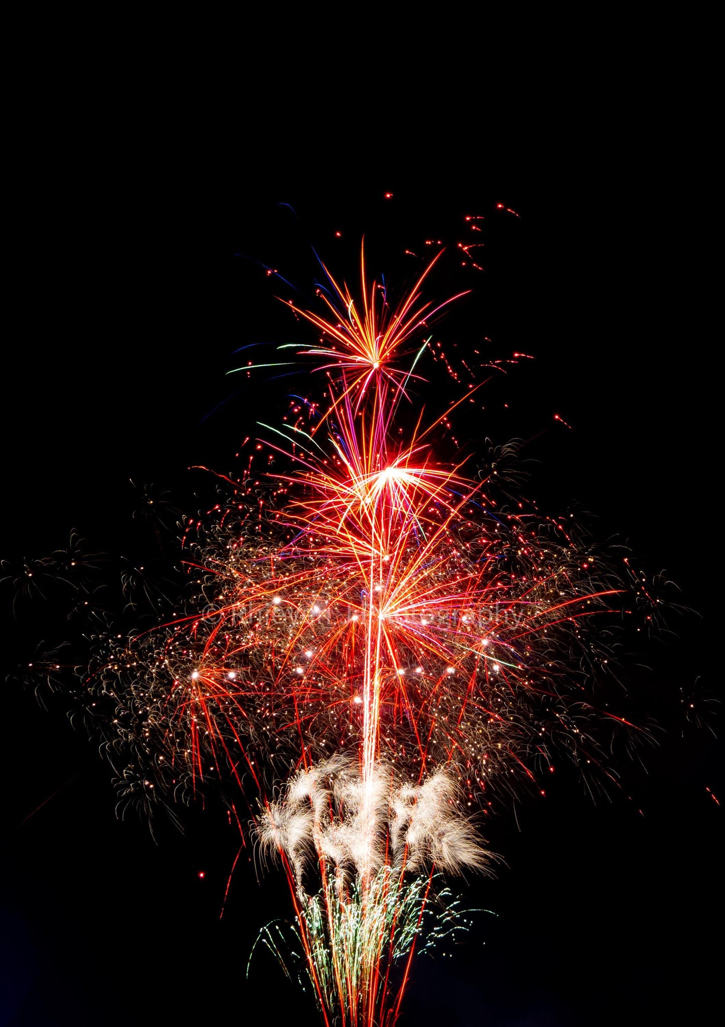Fireworks Display Photography Print, Pink and Red, Unframed Print