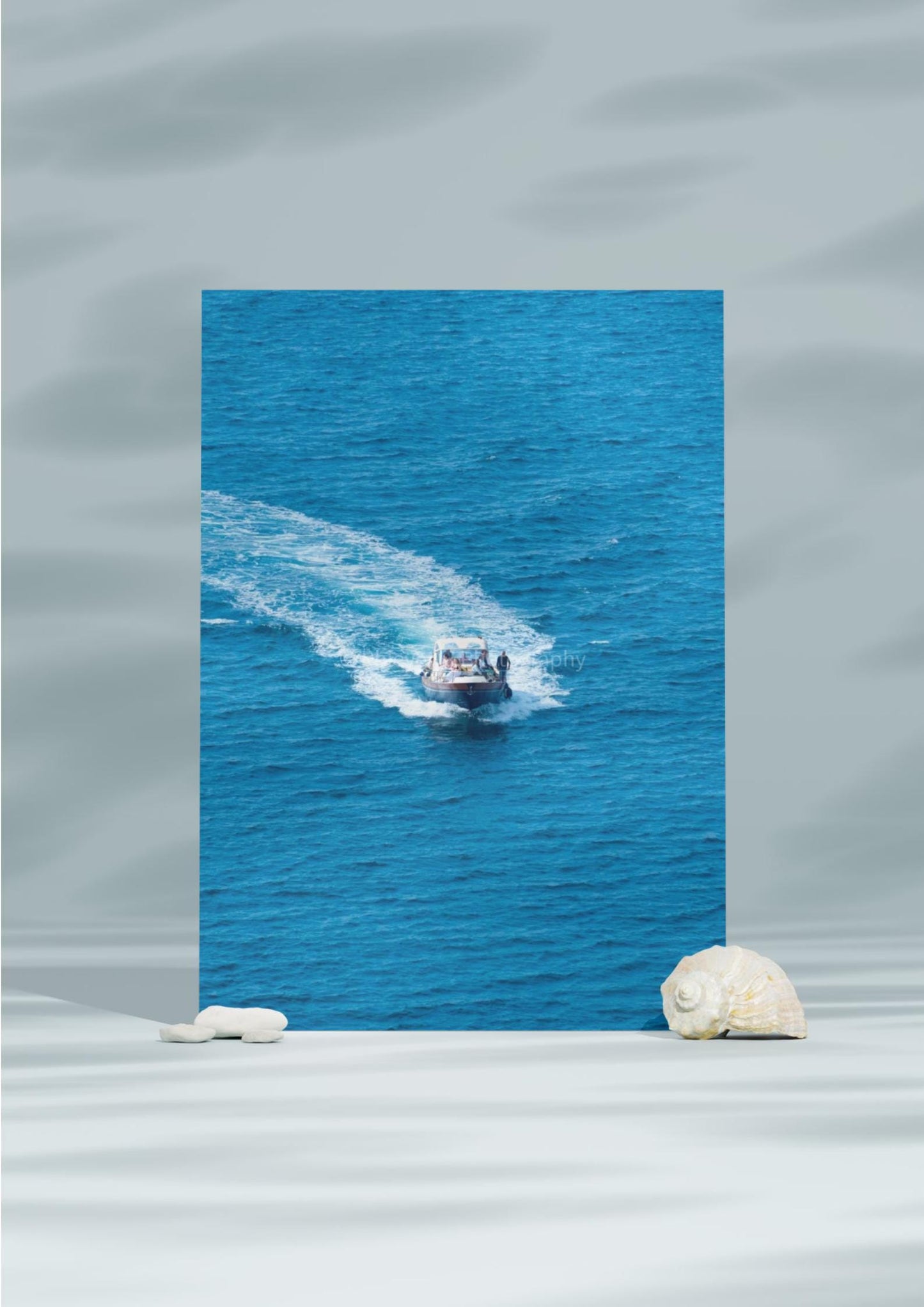 Ocean, Boat on the Sea, Unframed Italian Sorrento Photography Print
