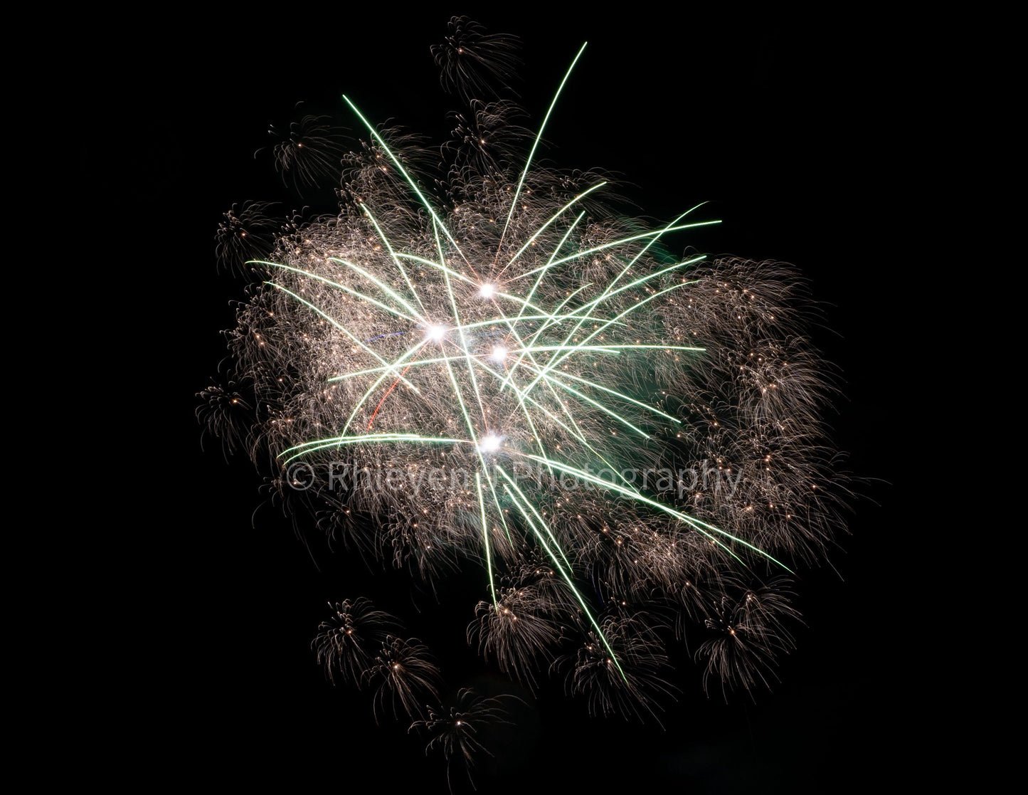 Fireworks Display Photography Print. Blue and White, Unframed Print