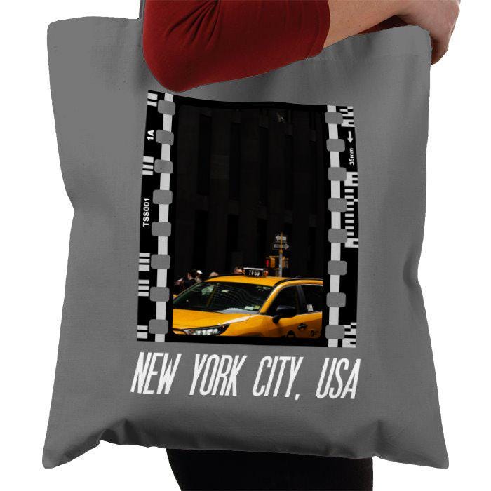 Travel New York City Yellow Taxi, NYC America, Photography Film, Tote Bag