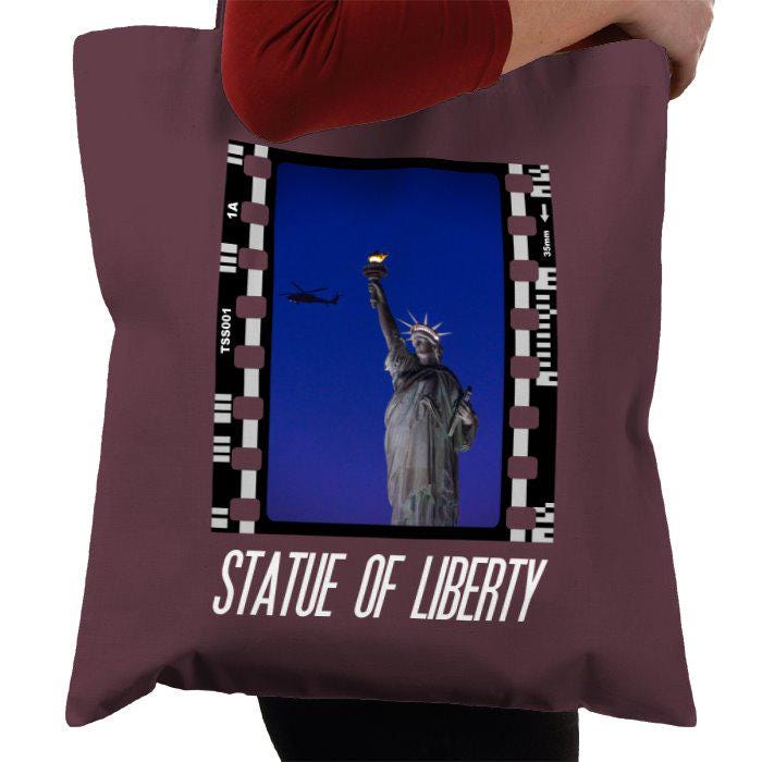Statue of Liberty at Night, New York City, NYC America, Photography Film, Tote Bag