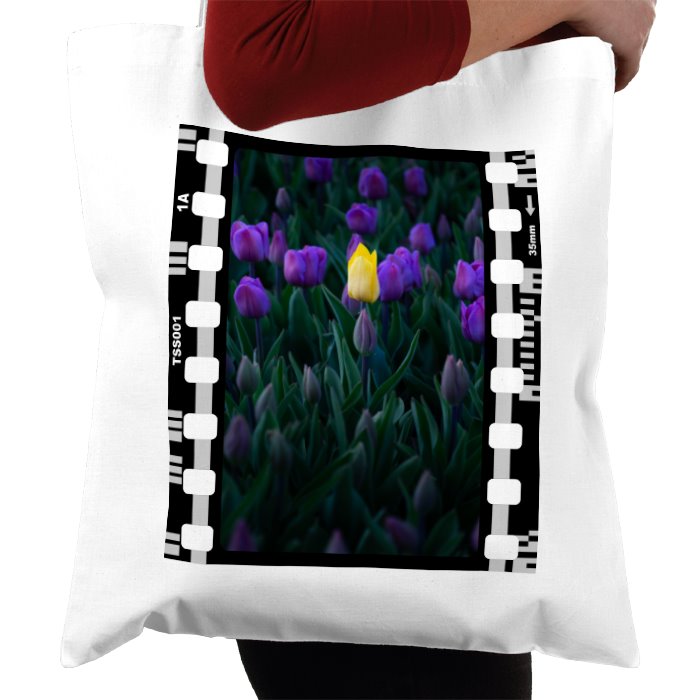 Yellow Tulip, Purple Flowers, Nature & Wildlife, Photographic, Travel Tote Bag