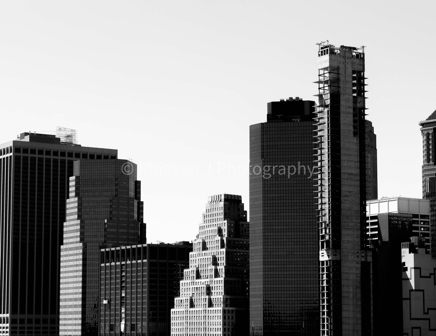 BUNDLE: 5 New York City Skyline Photographic Prints in Black and White, Unframed Prints.