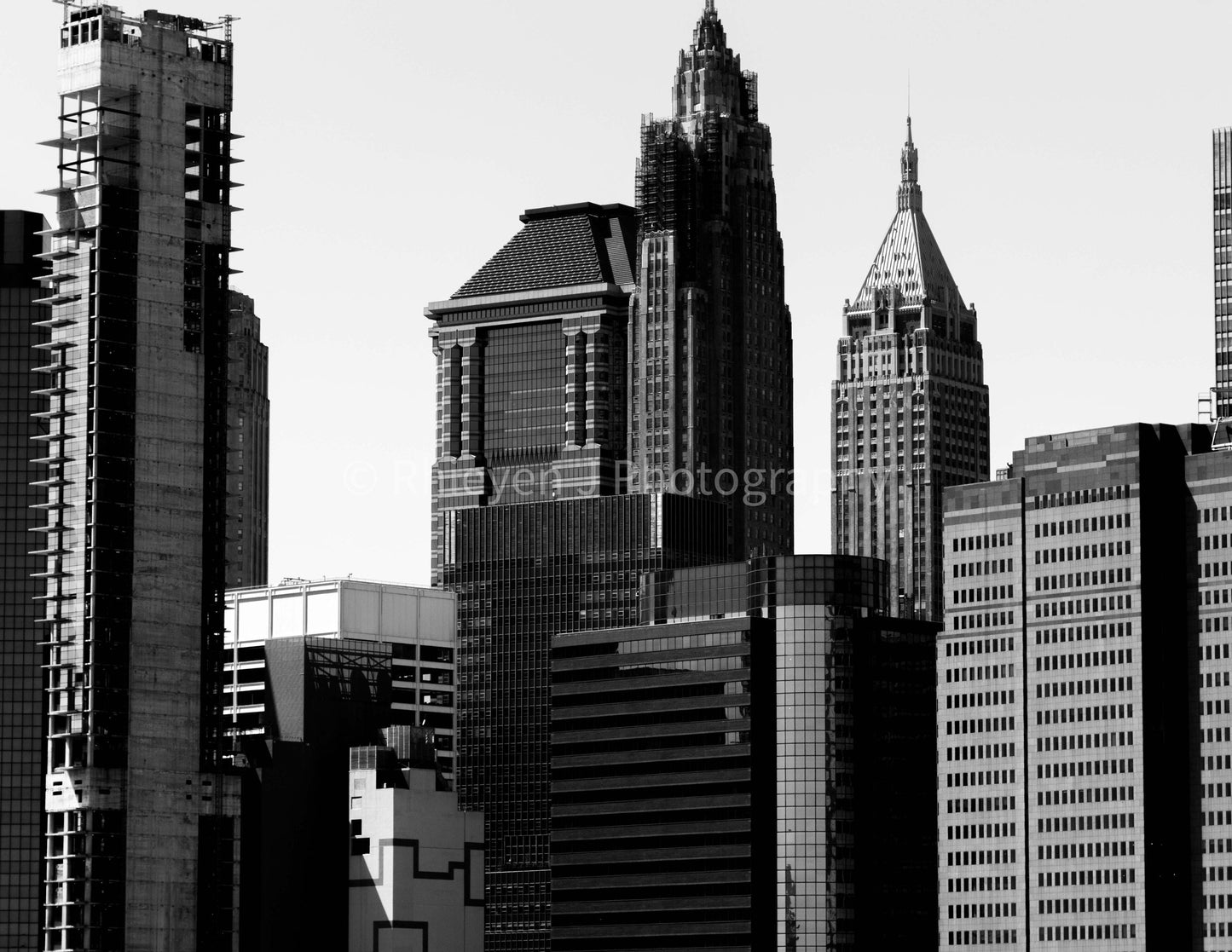 BUNDLE: 5 New York City Skyline Photographic Prints in Black and White, Unframed Prints.