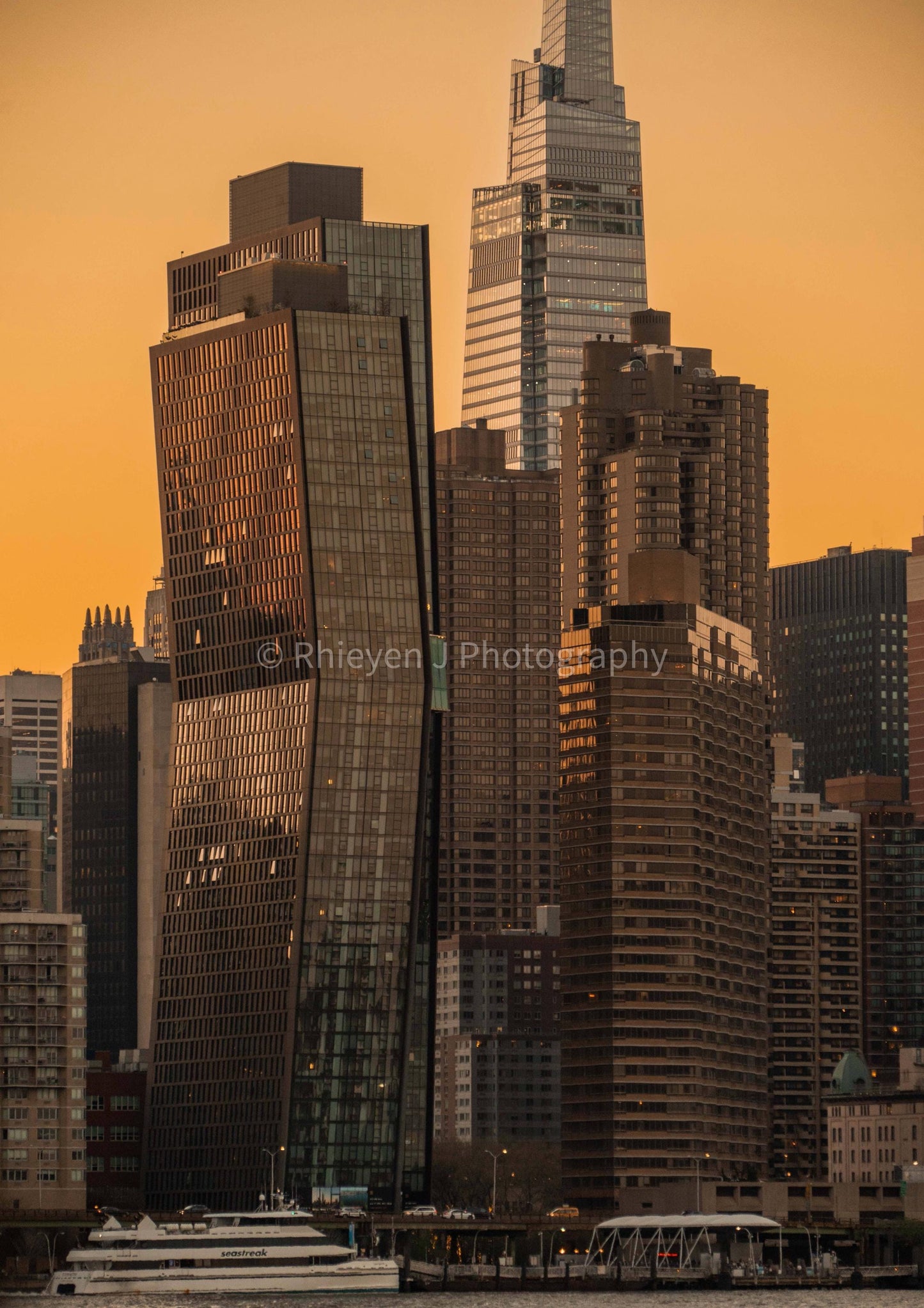 New York City Sunset, Manhattan Boat and Skyline, Unframed Photography Print