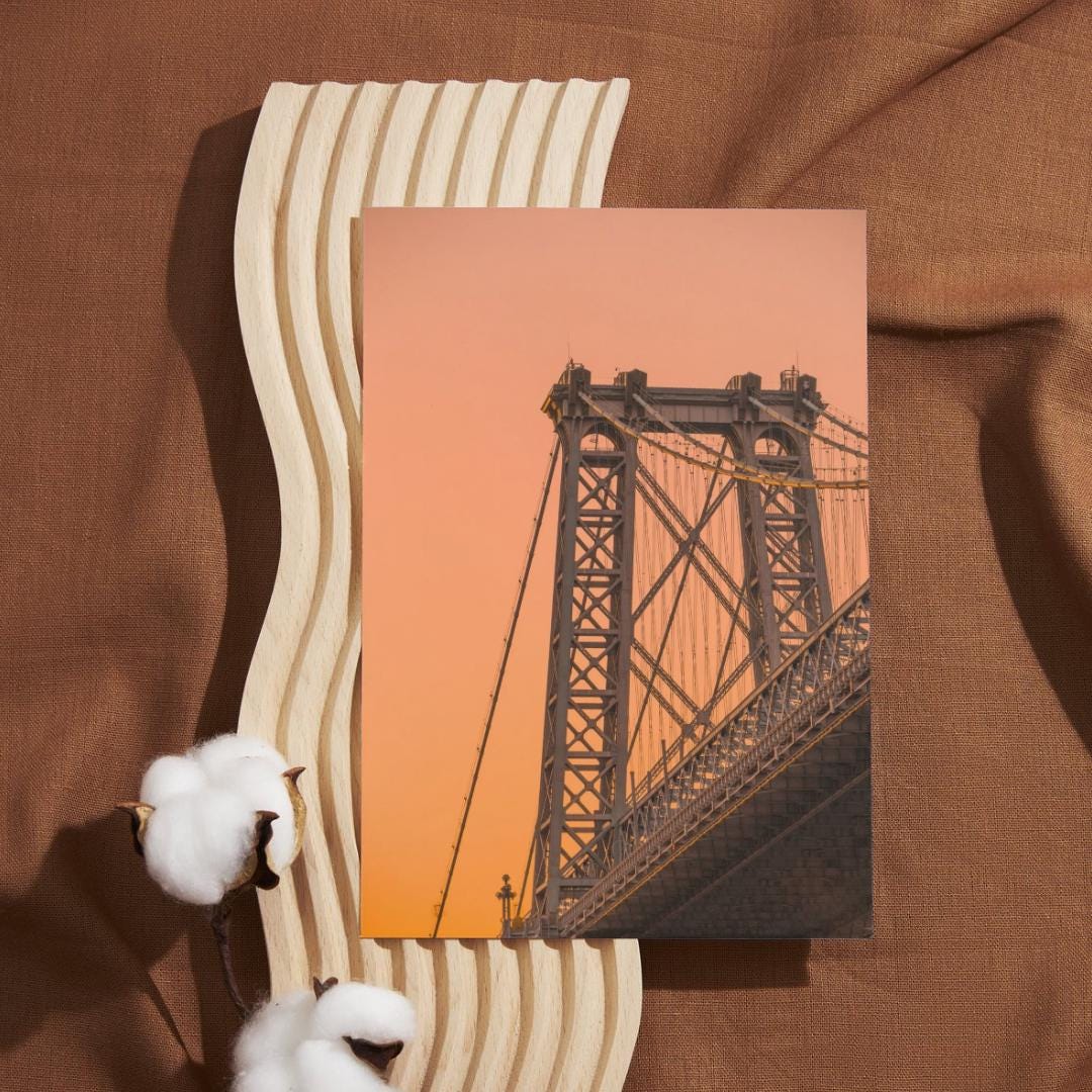 Manhattan Bridge at Sunset, New York City, Unframed Photography Print. NYC.