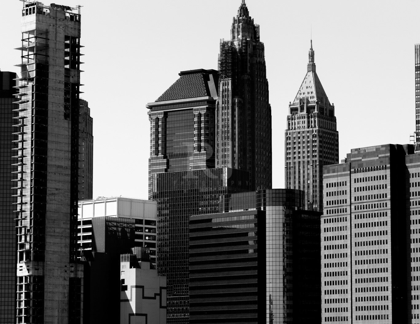 BUNDLE: 5 New York City Skyline Photographic Prints in Black and White, Unframed Prints.