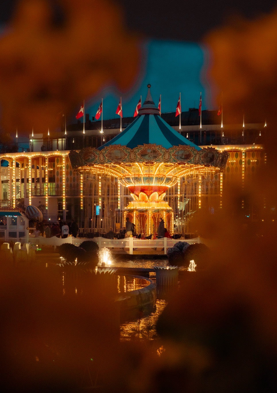 Spring at Copenhagen Tivoli Amusement Park Night, Denmark, Travel, Unframed Photography Print