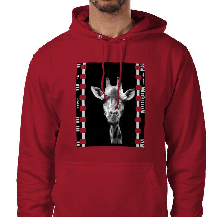 Giraffe Animal, Unisex College Hoodie, Black and White Photography Film Travel Jumper