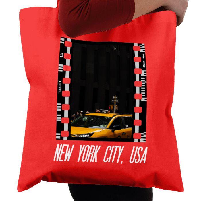 Travel New York City Yellow Taxi, NYC America, Photography Film, Tote Bag