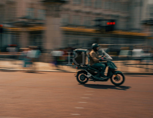 London, Motorcycle at Buckingham Palace, Travel Unframed Photography Print