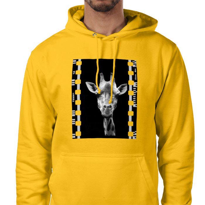 Giraffe Animal, Unisex College Hoodie, Black and White Photography Film Travel Jumper