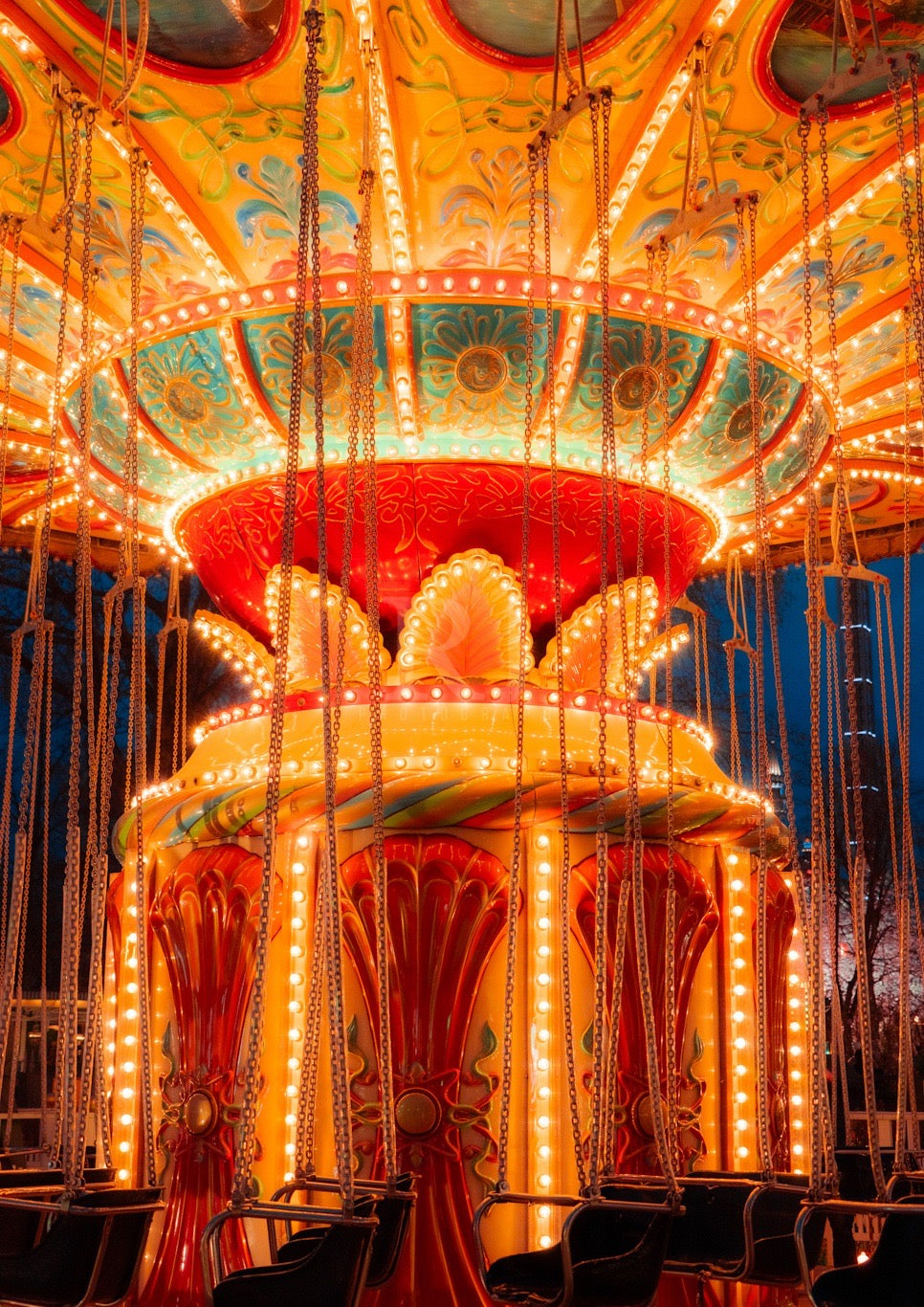 Copenhagen Tivoli Amusement Park Night, Denmark, Travel, Unframed Photography Print