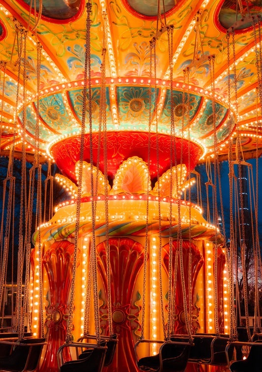 Copenhagen Tivoli Amusement Park Night, Denmark, Travel, Unframed Photography Print