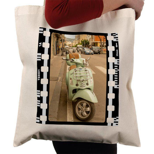 Travel Sorrento Italy Motorcycle, Italian, Photography Film, Tote Bag