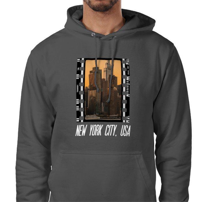 New York Skyline at Sunset, Unisex College Hoodie, Photography Film Travel Jumper