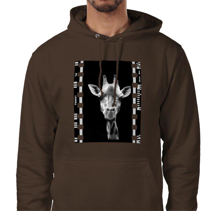 Giraffe Animal, Unisex College Hoodie, Black and White Photography Film Travel Jumper