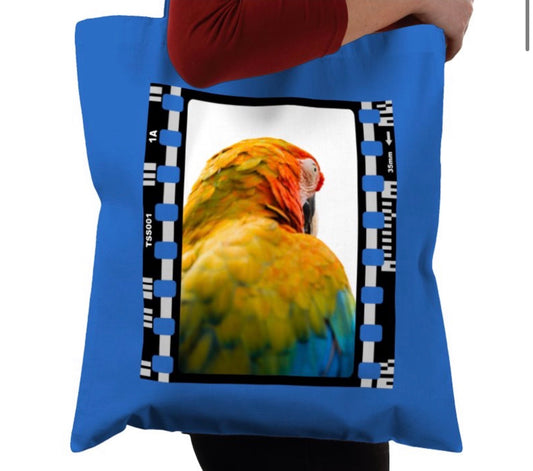 Close-Up Parrot, Wildlife, Animal, Photography Film, Tote Bag