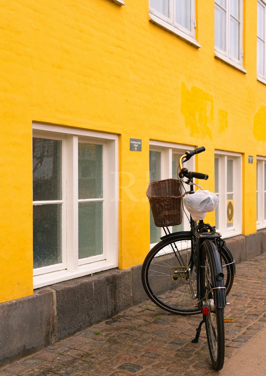 Copenhagen Yellow Bicycle, Denmark, Travel, Unframed Photography Print