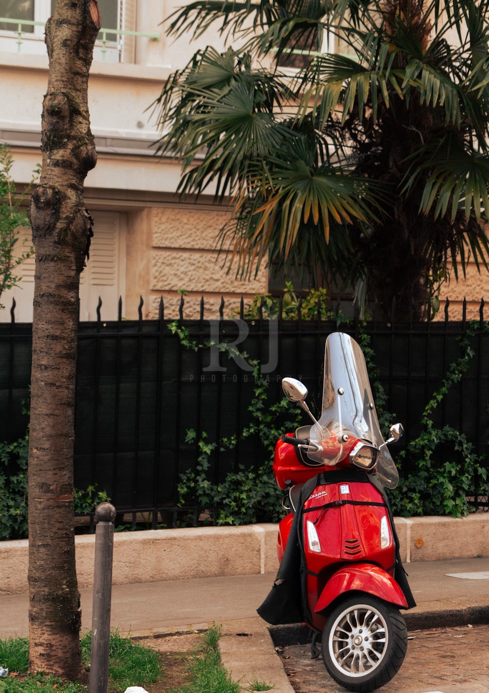 Paris Red Motorcycle, France, Travel, Unframed Photography Print