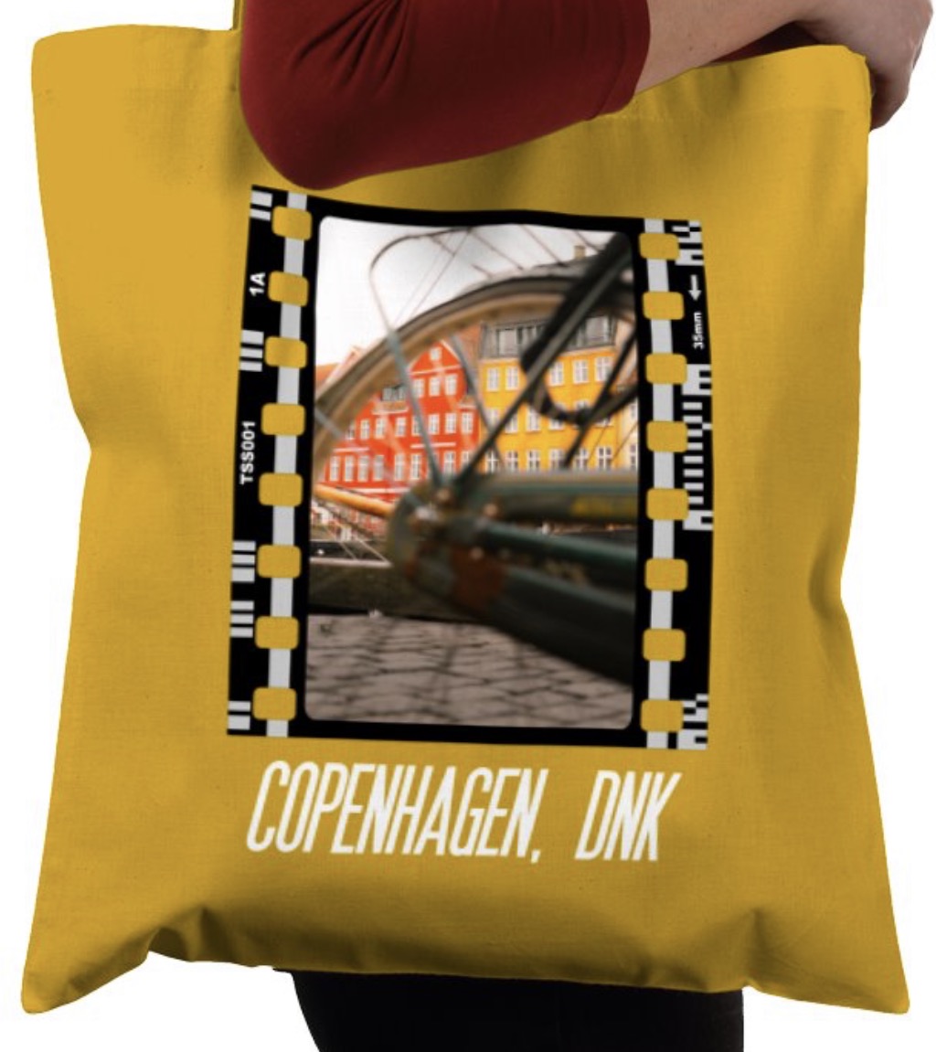Streets of Copenhagen, Bicycle, Travel Photography Film, Tote Bag