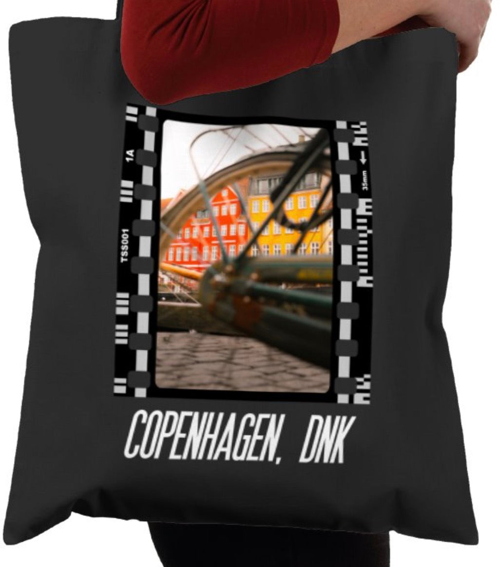Streets of Copenhagen, Bicycle, Travel Photography Film, Tote Bag