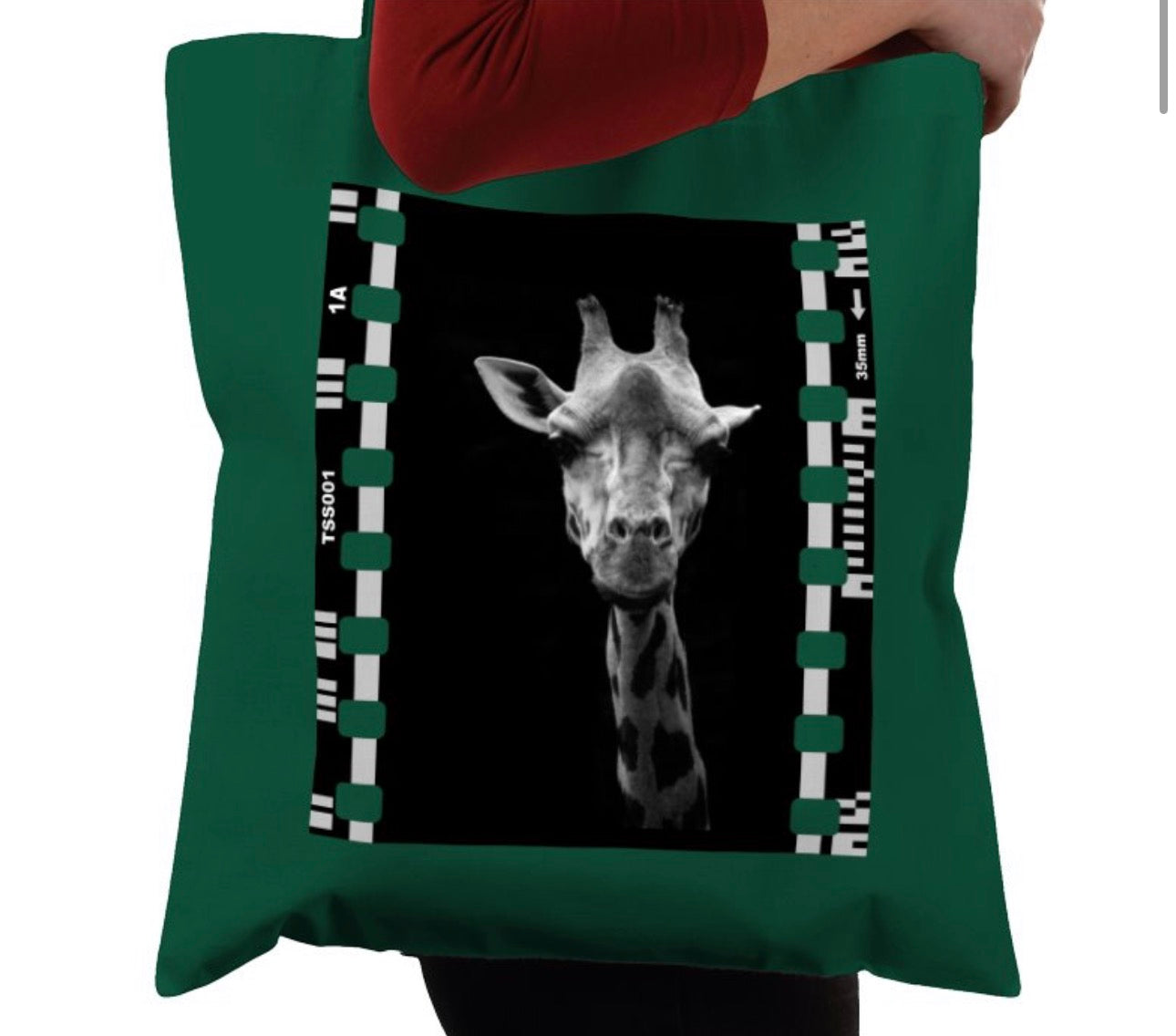 Giraffe, Zoo Animal, Black and White, Photography Film, Tote Bag