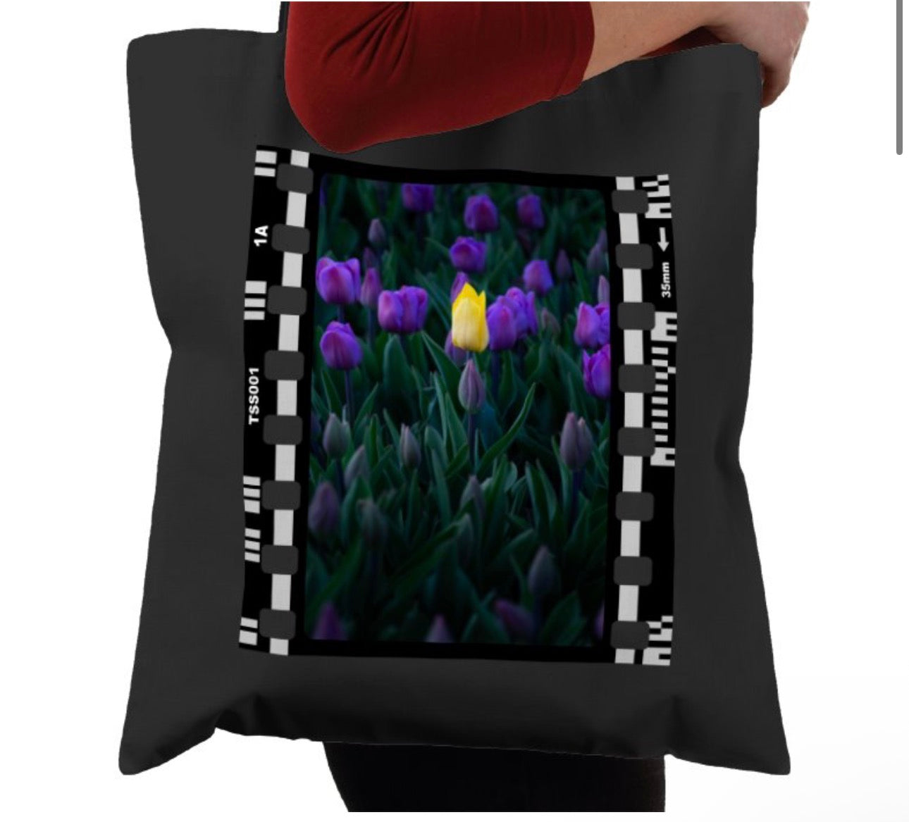 Yellow Tulip, Purple Flowers, Nature & Wildlife, Photographic, Travel Tote Bag