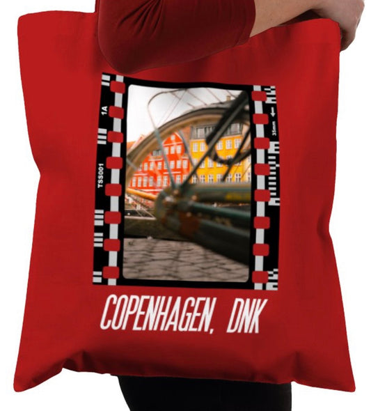 Streets of Copenhagen, Bicycle, Travel Photography Film, Tote Bag