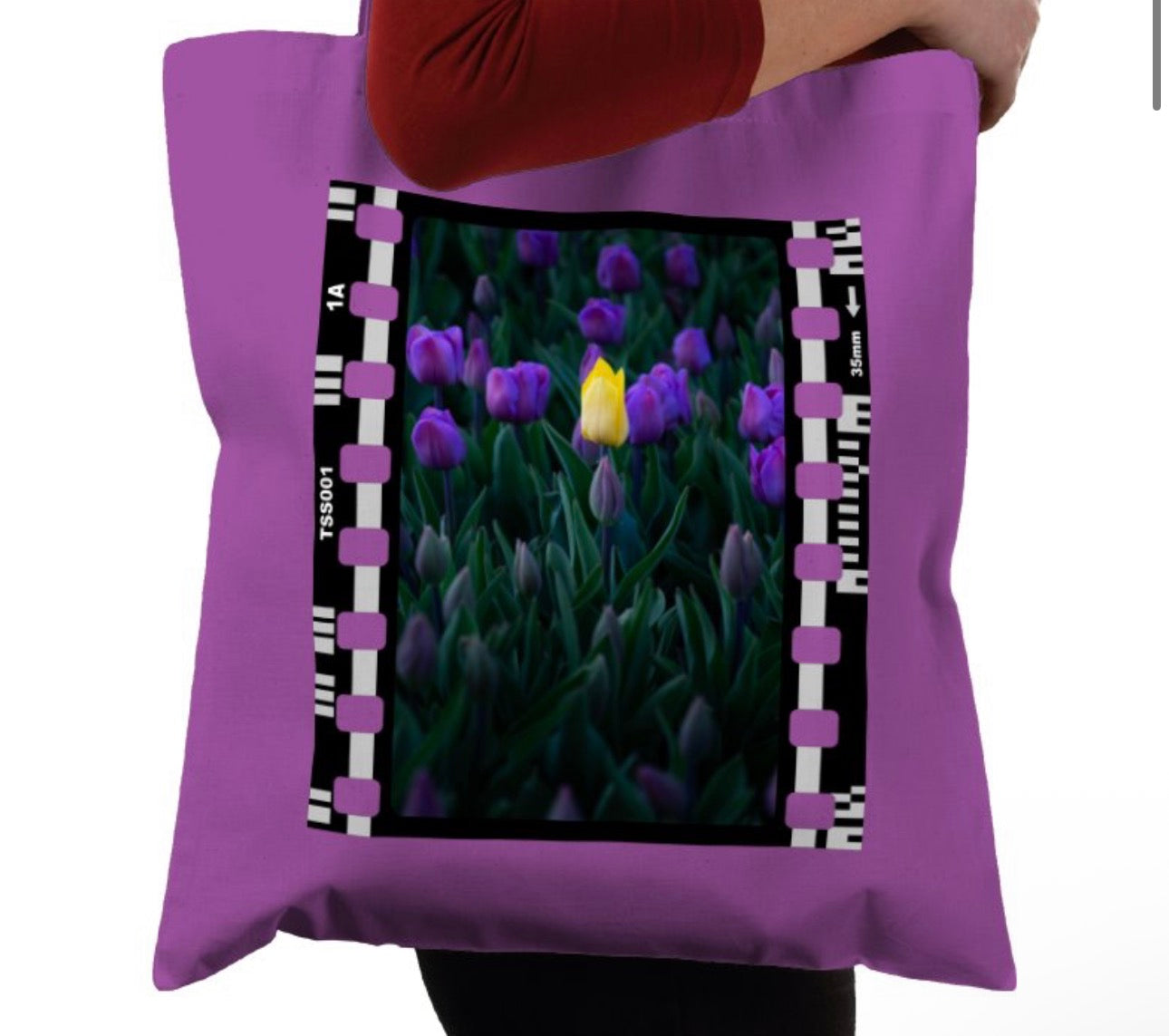 Yellow Tulip, Purple Flowers, Nature & Wildlife, Photographic, Travel Tote Bag