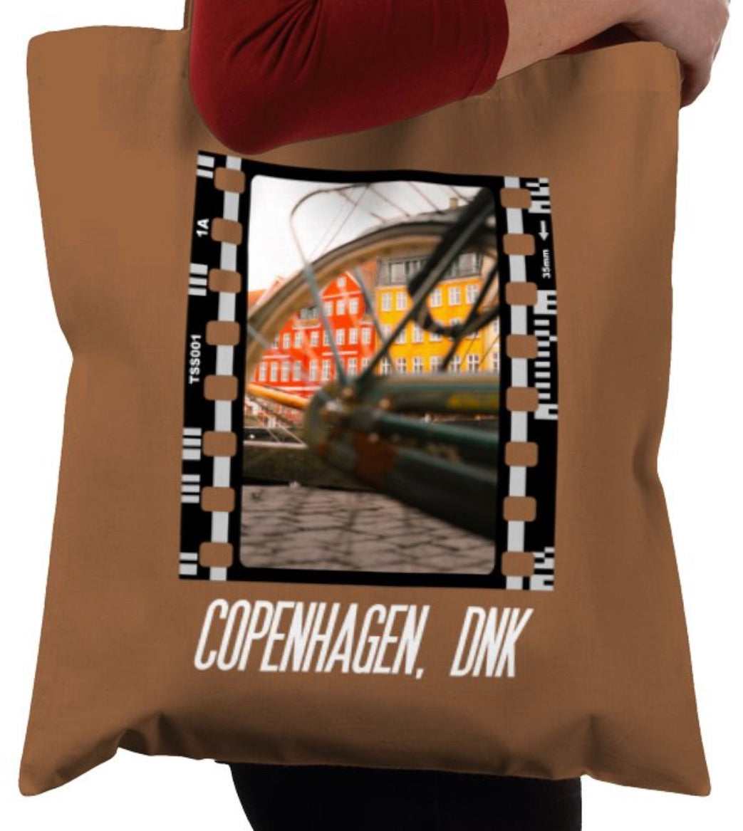 Streets of Copenhagen, Bicycle, Travel Photography Film, Tote Bag