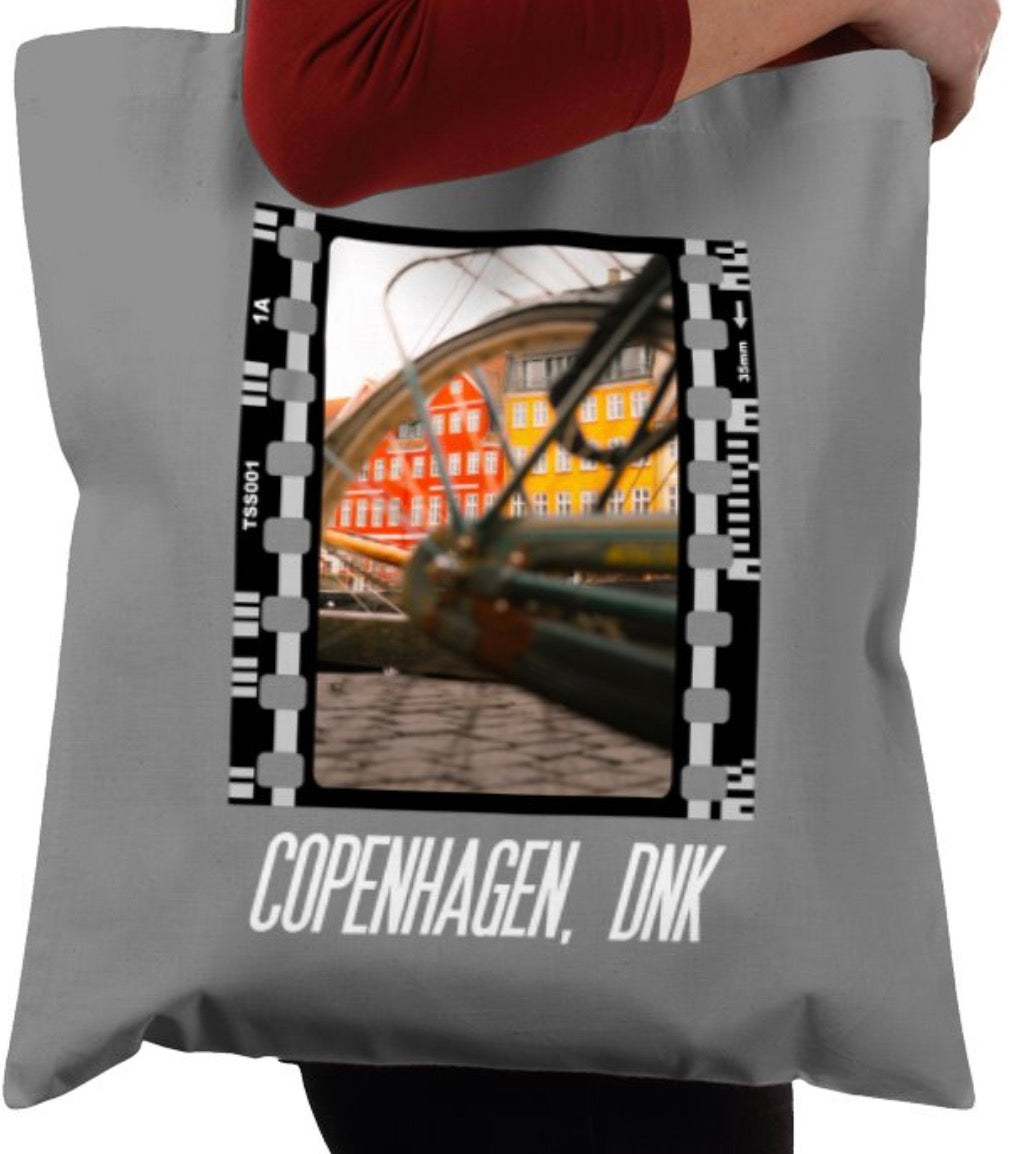 Streets of Copenhagen, Bicycle, Travel Photography Film, Tote Bag