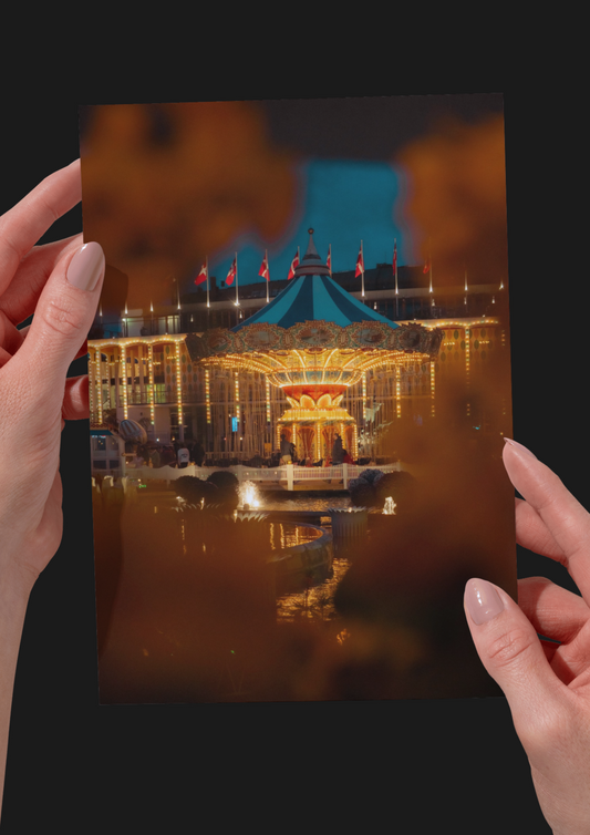 Spring at Copenhagen Tivoli Amusement Park Night, Denmark, Travel, Unframed Photography Print