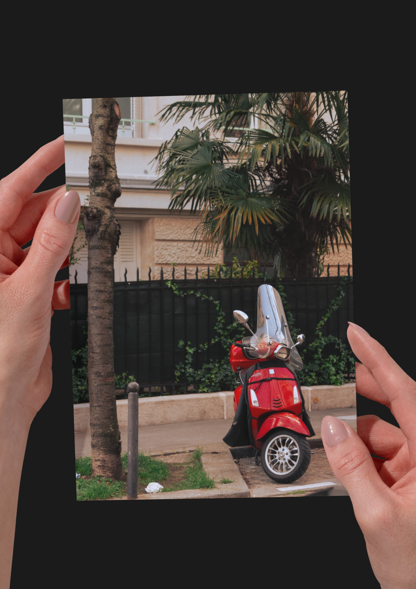 Paris Red Motorcycle, France, Travel, Unframed Photography Print