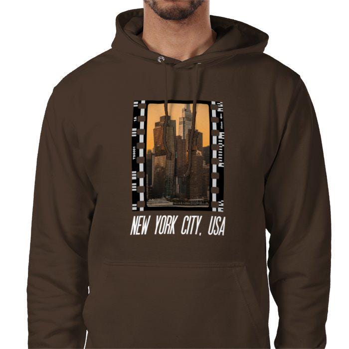 New York Skyline at Sunset, Unisex College Hoodie, Photography Film Travel Jumper