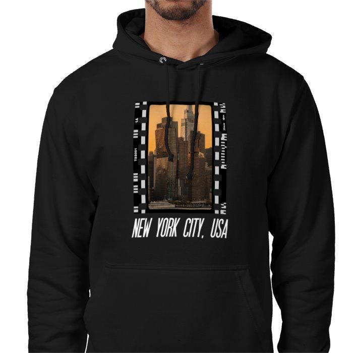 New York Skyline at Sunset, Unisex College Hoodie, Photography Film Travel Jumper