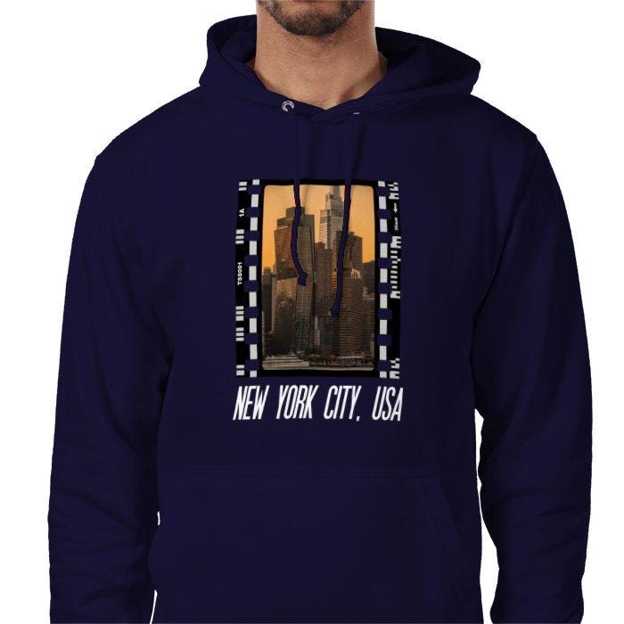 New York Skyline at Sunset, Unisex College Hoodie, Photography Film Travel Jumper