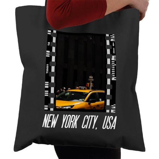Travel New York City Yellow Taxi, NYC America, Photography Film, Tote Bag