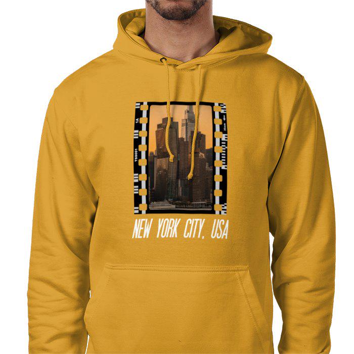 New York Skyline at Sunset, Unisex College Hoodie, Photography Film Travel Jumper