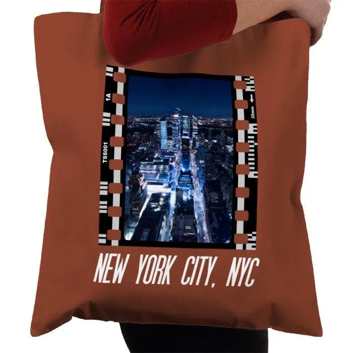 New York City at Night, NYC America, Photography Film, Tote Bag