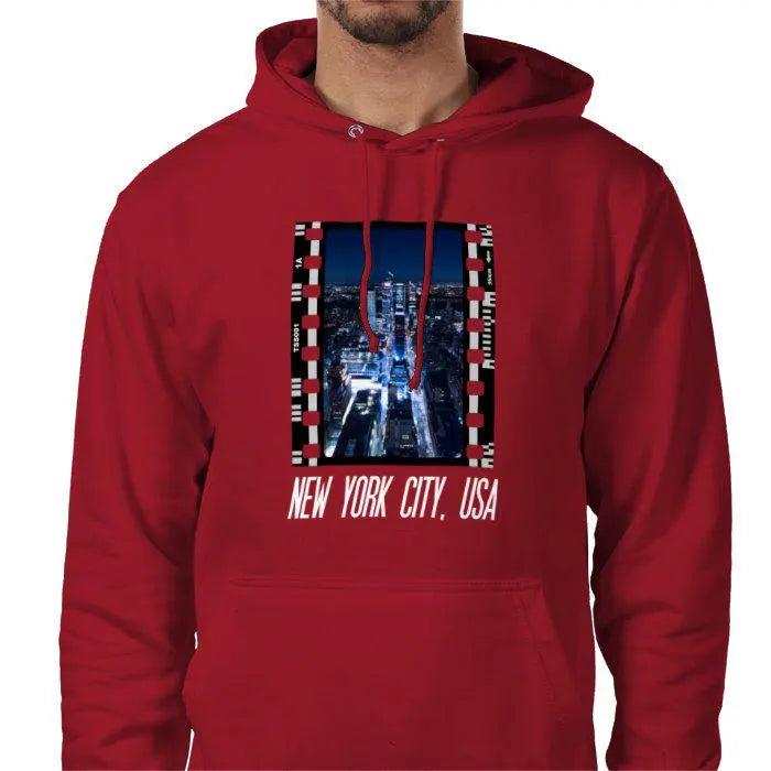 New York City at Night, Unisex College Hoodie, Photography Film Travel Jumper, Original Image