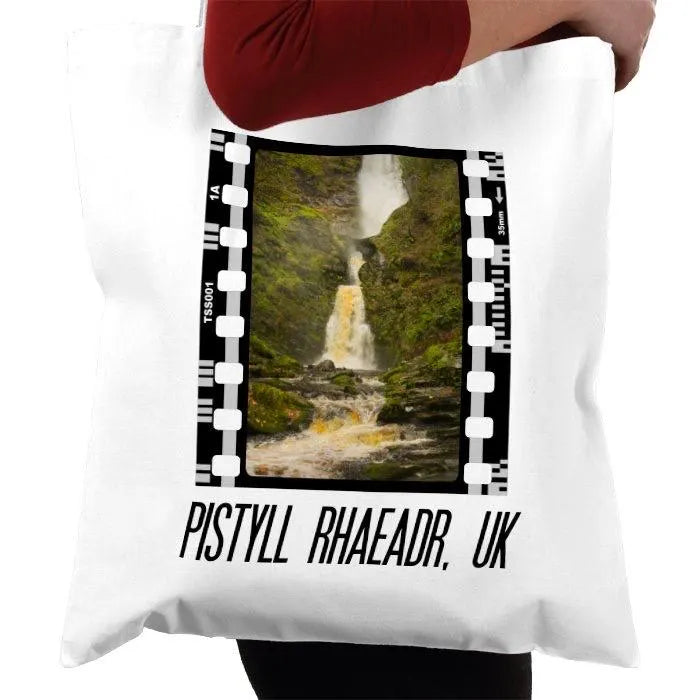 Pistyll Rhaeadr, Waterfall, Wales UK, Photography Film, Tote Bag