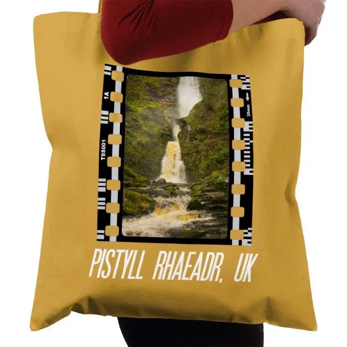 Pistyll Rhaeadr, Waterfall, Wales UK, Photography Film, Tote Bag